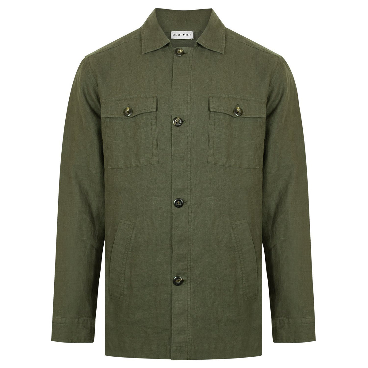 SHARE SPIRIT　linen shirt jacket　military LINEN OVERSHIRT MALE OVERSHIRT | BLUEMINT