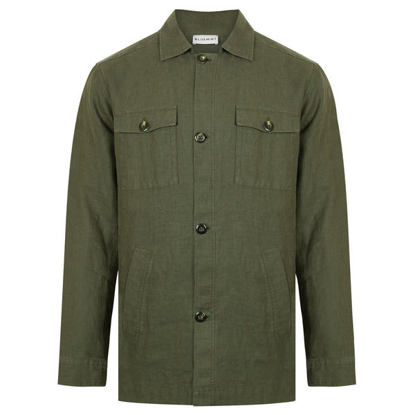 SHARE SPIRIT　linen shirt jacket　military LINEN OVERSHIRT MALE OVERSHIRT | BLUEMINT