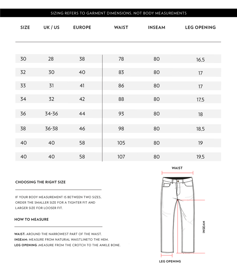 Size Chart 1