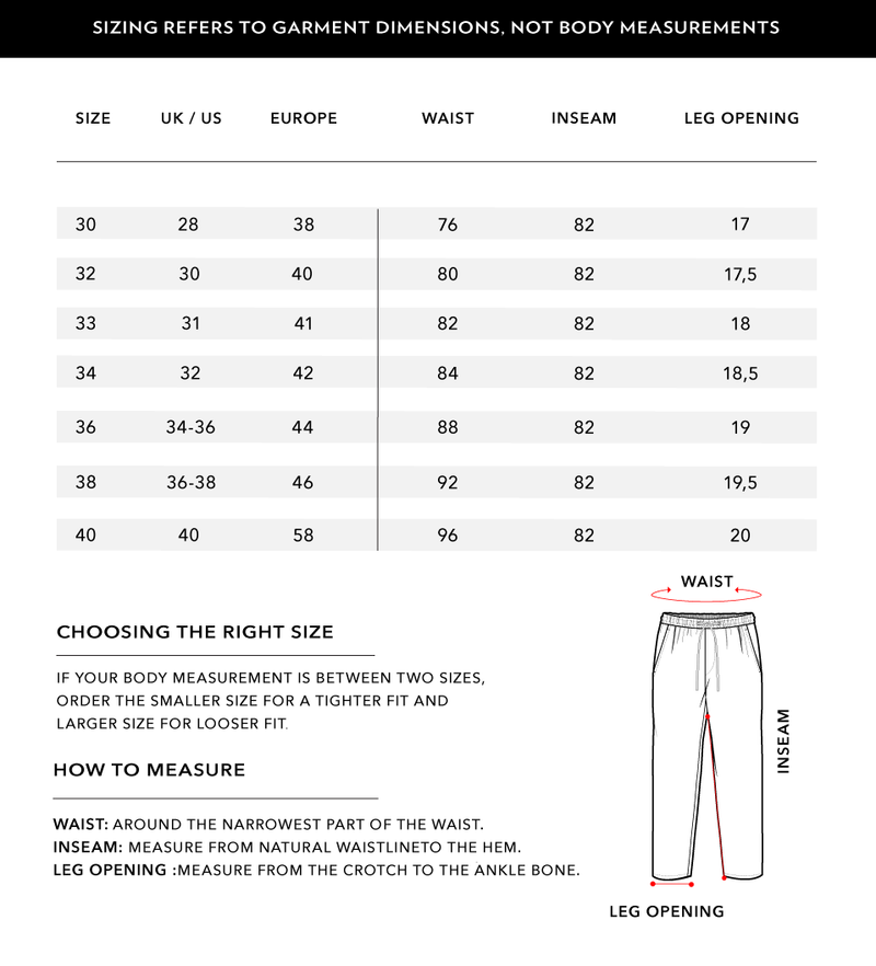 Size Chart 1